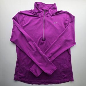 Nike Dri Fit Women's L Purple Long Sleeve Quarter Zip Running Pullover Top